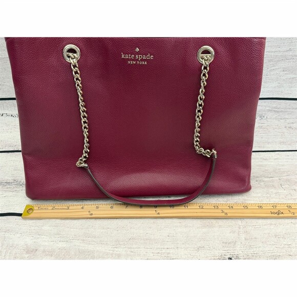 Kate Spade New York Jordyn Tote Burgundy Chain Handle Bag Pretty boujee career - Picture 5 of 16